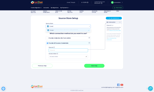 Click to enlarge the image Ecwid Source Store API Connection Setup