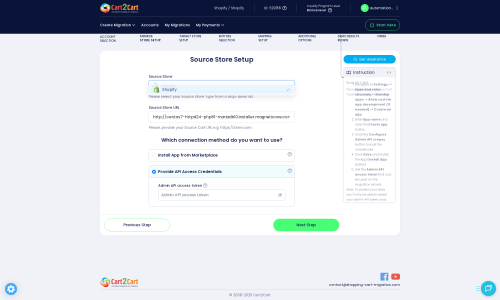 Click to enlarge the image Source Store Setup with API Credentials