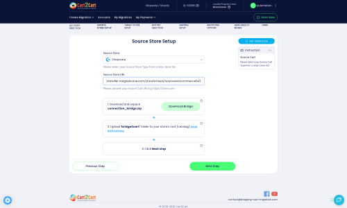 Click to enlarge the image Source Store Setup with Connection Bridge