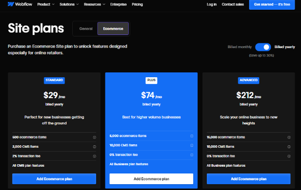 Webflow Pricing2